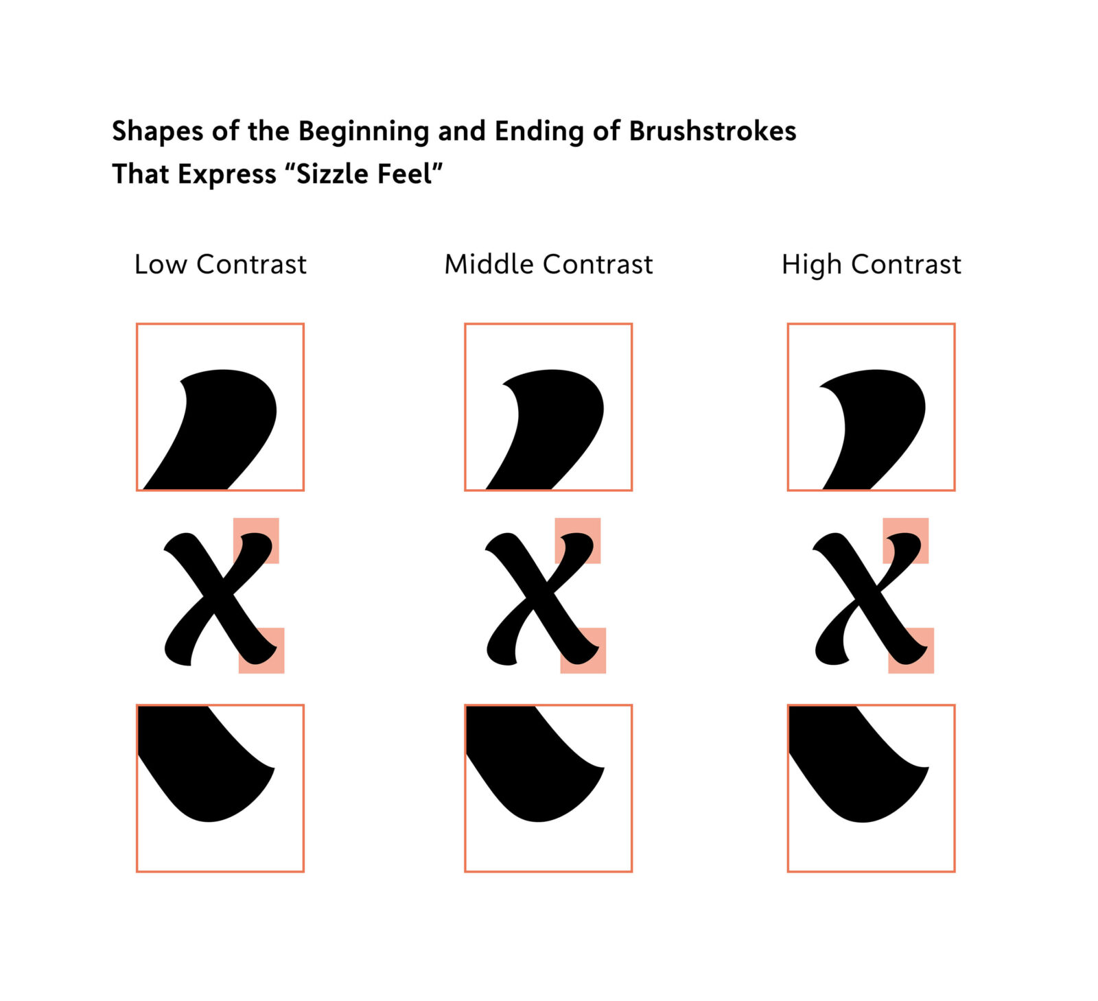 Shapes of the Beginning and Ending of Brushstrokes That Express "Sizzle Feel"