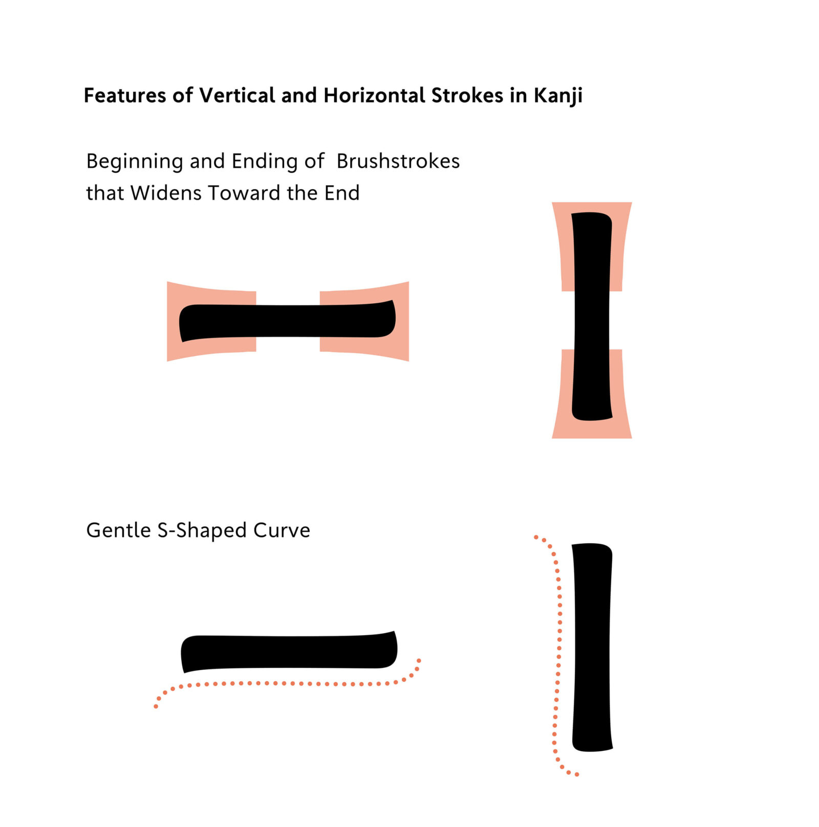 Features of Vertical and Horizontal Strokes in Kanji